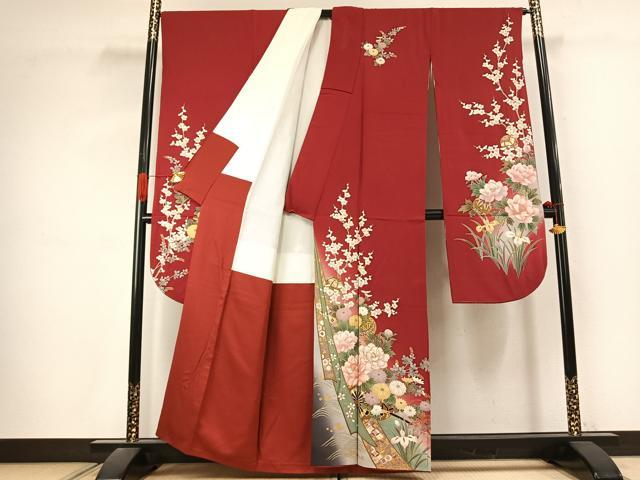 平和屋着物●豪華振袖 駒刺繍 草花毬文 暈し染め 金彩 正絹 逸品 AABK1056fy