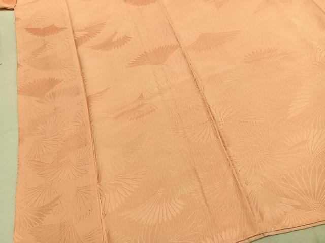 平和屋着物●上質な色無地 舞花地紋 一斤染色 正絹 逸品 AABK1069fy
