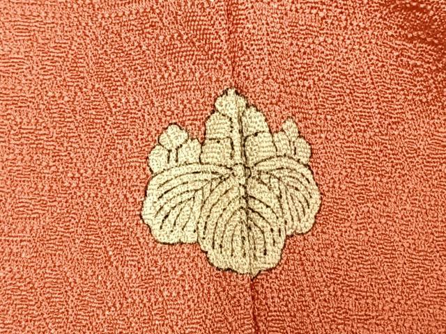 平和屋着物●上質な色無地 作家物 花尽くし地紋 甚三紅色 正絹 逸品 未使用 AABK1070fy