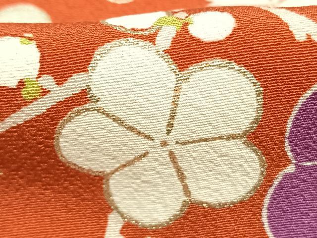 平和屋着物●上質な小紋 枝梅文 金彩 正絹 逸品 AABK1075fy