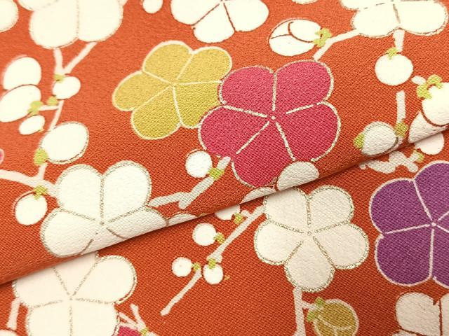 平和屋着物●上質な小紋 枝梅文 金彩 正絹 逸品 AABK1075fy