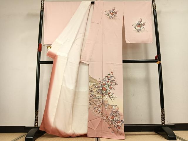 平和屋着物●訪問着 草花文 暈し染め 金彩 正絹 逸品 AABK1078fy
