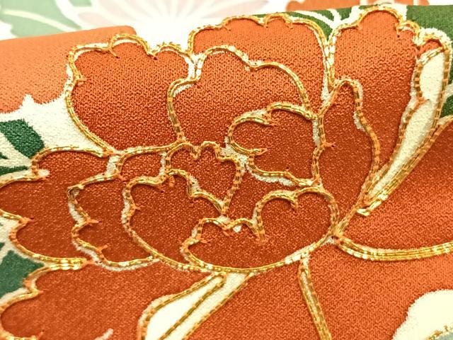 平和屋着物●豪華振袖 駒刺繍 絞り 片輪車花文 金彩 正絹 逸品 AABK1079fy