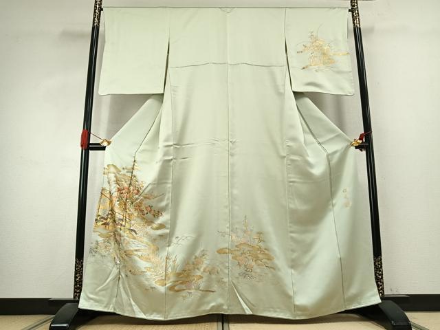 平和屋着物●訪問着 作家物 螺鈿 風景花文 金銀彩 正絹 逸品 AABK1080fy