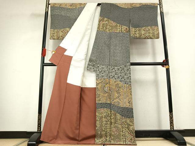 平和屋着物●東京染伝統工芸士 金田昇 二代目更甚 江戸更紗 訪問着 更紗花文 正絹 逸品 AABK1081fy