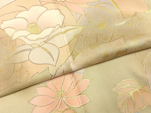 平和屋着物●訪問着 草花文 暈し染め 金彩 正絹 逸品 AABK1083fy
