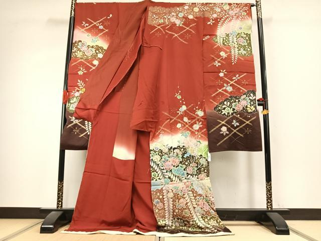 平和屋着物●越後十日町の一流染匠 桐屋・翠山工房 徳永憲峯 振袖 辻が花 絞り 暈し染め 金彩 丹後ちりめん 仮絵羽 逸品 未使用 AABK1089fy