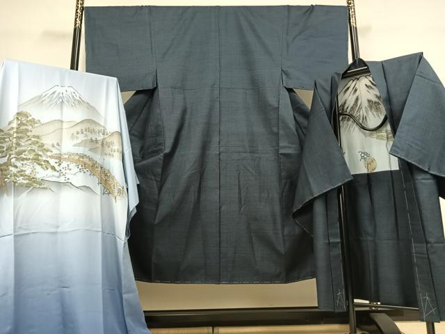 平和屋着物●男性 本場大島紬 アンサンブル 長襦袢(袷)セット 100亀甲 総詰め 正絹 逸品 AABK1092fy