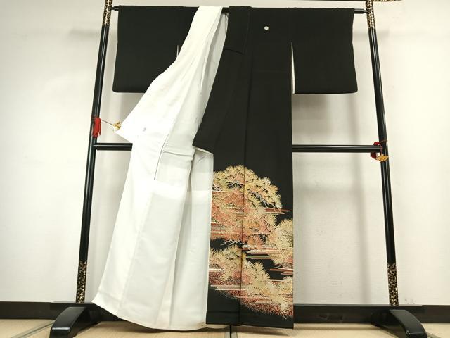 平和屋着物●豪華黒留袖 枝松文 金彩 高島屋扱い 正絹 逸品 AABK1094fy