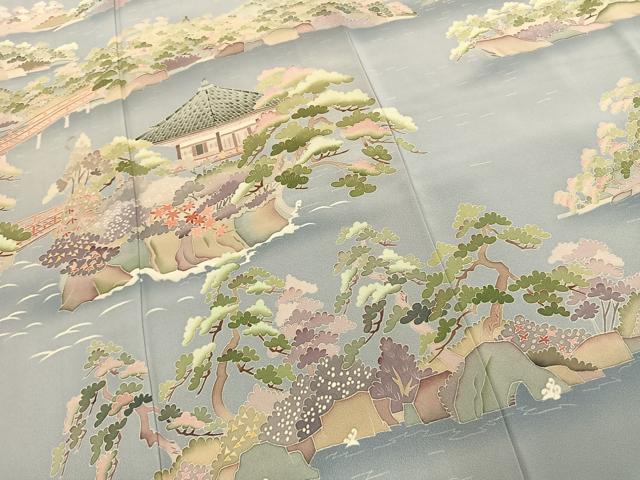 平和屋着物●本加賀友禅作家 西川健一 訪問着 風景文 暈し染め 正絹 逸品 AABK1100fy