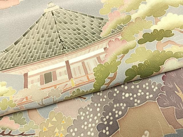平和屋着物●本加賀友禅作家 西川健一 訪問着 風景文 暈し染め 正絹 逸品 AABK1100fy