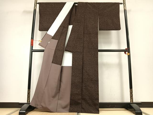 平和屋着物●上質な紬 花尽くし 胴抜き仕立て 正絹 逸品 AABK1102fy