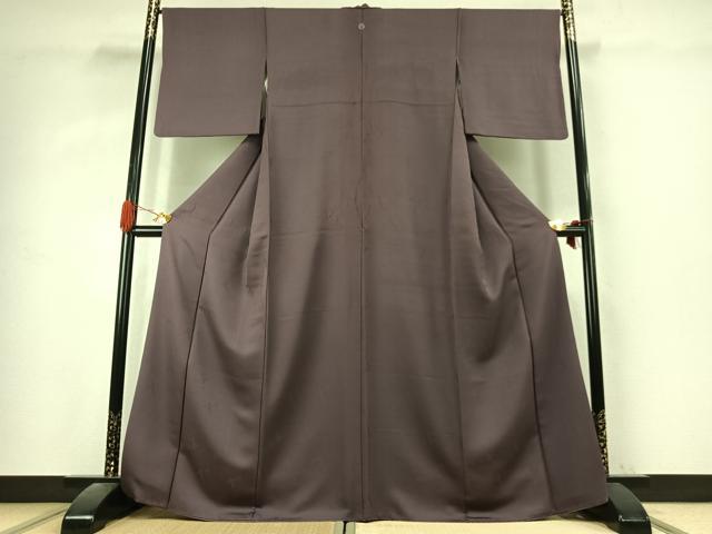 平和屋着物●上質な色無地 美空ひばり地紋 古代紫色 正絹 逸品 AABK1104fy