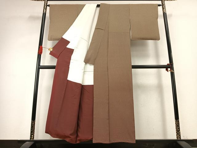 平和屋着物●訪問着 作家物 格子 暈し染め 正絹 逸品 AABK1106fy