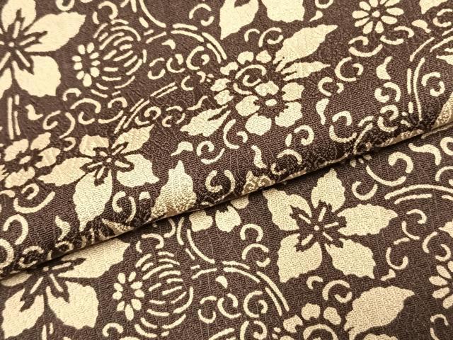 平和屋着物●今井喜三郎 小紋 草花文 反端付き 正絹 逸品 AABK1107fy