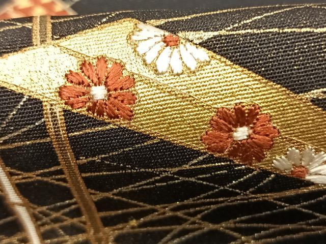 平和屋着物●訪問着 刺繍 芝草文 黒地 金彩 正絹 逸品 未使用 AABK1108fy