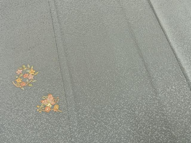 平和屋着物●色留訪問着 花蝶文 灰青色 金彩 正絹 逸品 未使用 AABK1110fy
