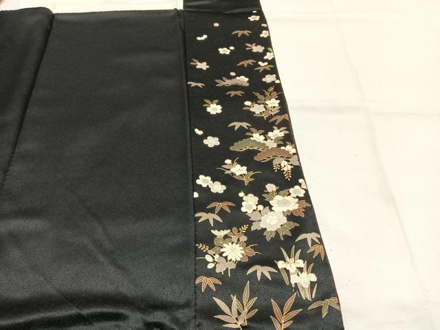 平和屋着物●上質な色無地 花尽くし地紋 憲法色 正絹 逸品 AABK1113fy