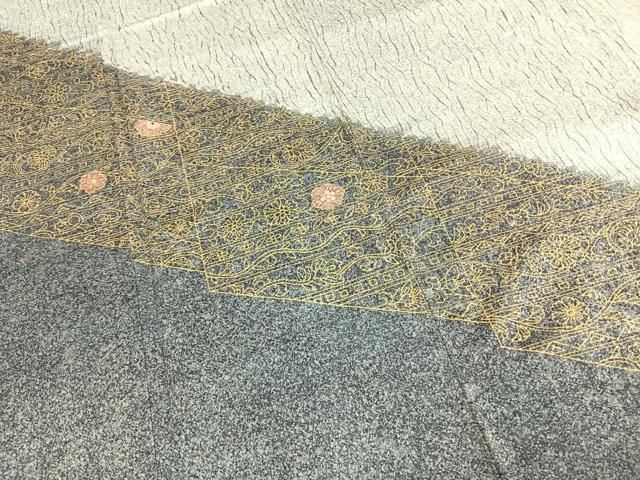 平和屋着物●訪問着 刺繍 杢目絞り 花唐草文 金彩 正絹 逸品 AABK1117fy