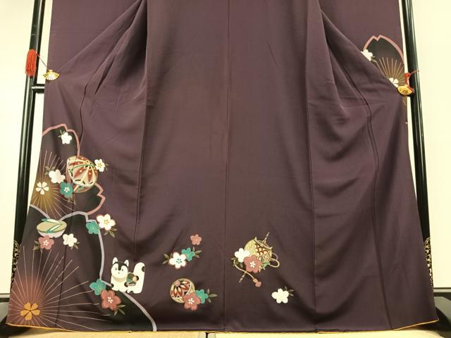 平和屋着物●豪華振袖 鞠 舞桜文 暈し染め 金彩 正絹 逸品 AABK1118fy
