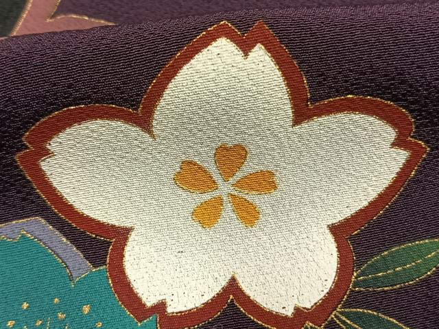 平和屋着物●豪華振袖 鞠 舞桜文 暈し染め 金彩 正絹 逸品 AABK1118fy