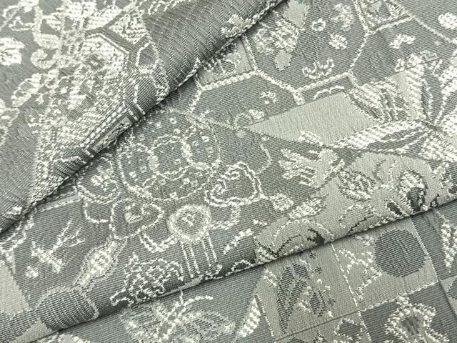 平和屋着物●お召 天目織 切嵌花蝶文 さが美扱い 胴抜き仕立て 正絹 逸品 AABK1120fy