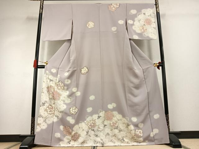 平和屋着物●訪問着 草花文 金彩 正絹 逸品 AABK1123fy