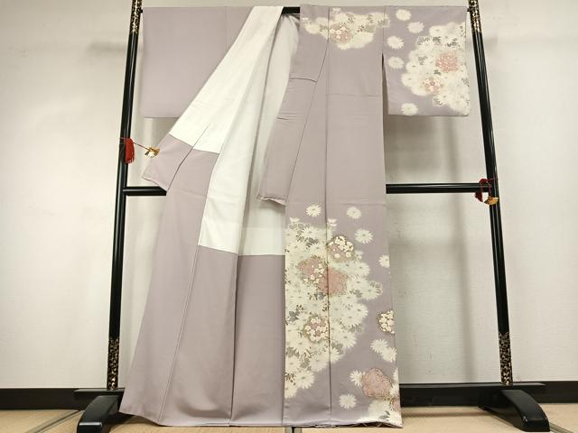平和屋着物●訪問着 草花文 金彩 正絹 逸品 AABK1123fy