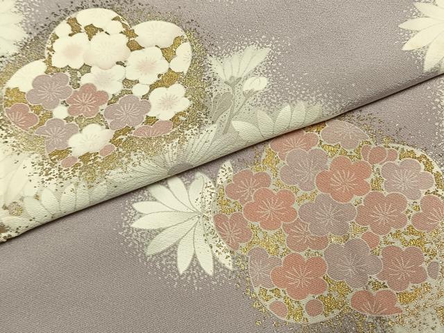 平和屋着物●訪問着 草花文 金彩 正絹 逸品 AABK1123fy