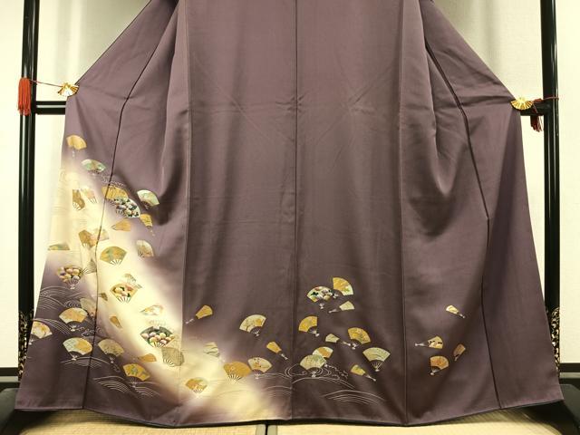 平和屋着物●訪問着 扇面花文 暈し染め 金銀彩 正絹 逸品 AABK1126fy