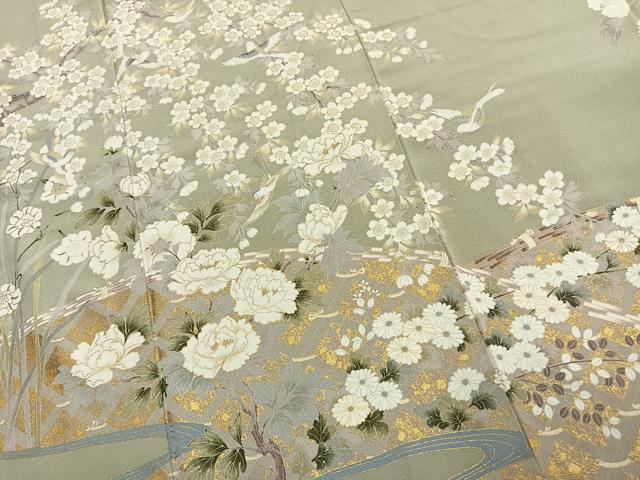 平和屋着物●訪問着 花鳥文 金彩 正絹 逸品 AABK1128fy