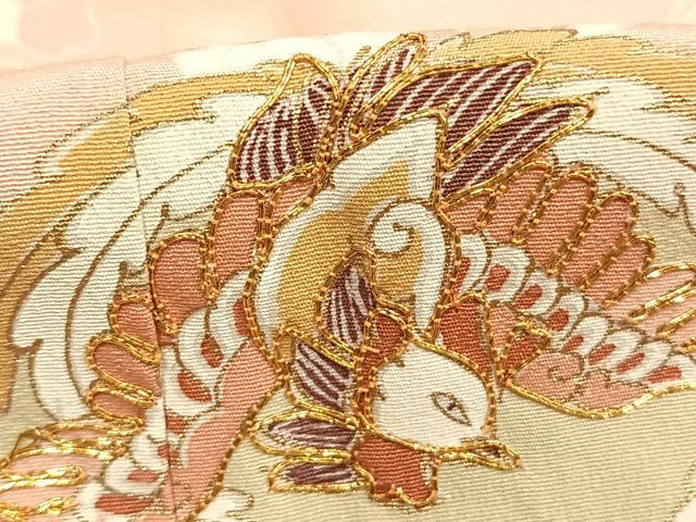 平和屋着物●訪問着 駒刺繍 花鳥文 暈し染め 金彩 ロング丈 正絹 逸品 AABK1133fy