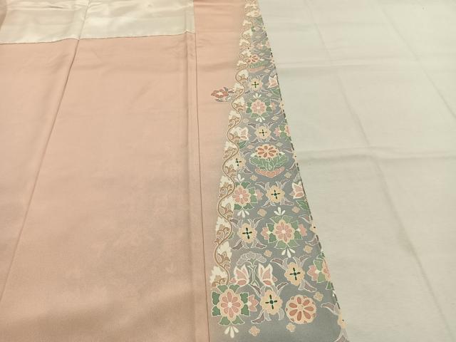 平和屋着物●訪問着 駒刺繍 花鳥文 暈し染め 金彩 ロング丈 正絹 逸品 AABK1133fy