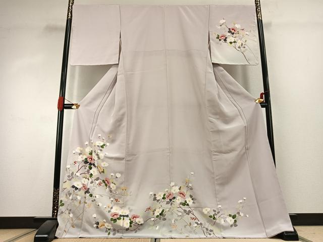 平和屋着物●訪問着 友禅 枝花文 暈し染め ロング丈 正絹 逸品 未使用 AABK1134fy
