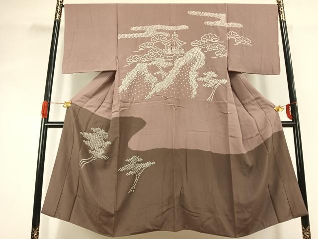 平和屋着物●男性 長襦袢 袷 絞り 風景文 正絹 逸品 AABK1136fy