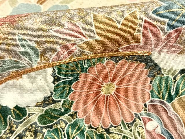 平和屋着物●訪問着 駒刺繍 雪輪花鳥文 暈し染め 金彩 正絹 逸品 AABK1140fy