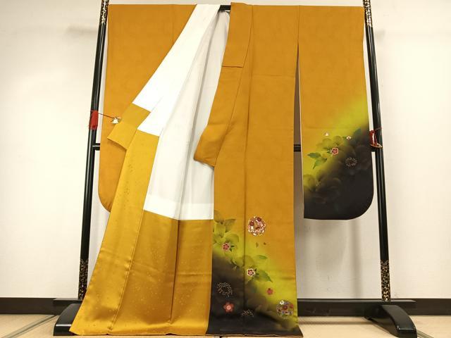 平和屋着物●豪華振袖 駒刺繍 毬 舞桜文 暈し染め 金彩 正絹 逸品 未使用 AABK1146fy