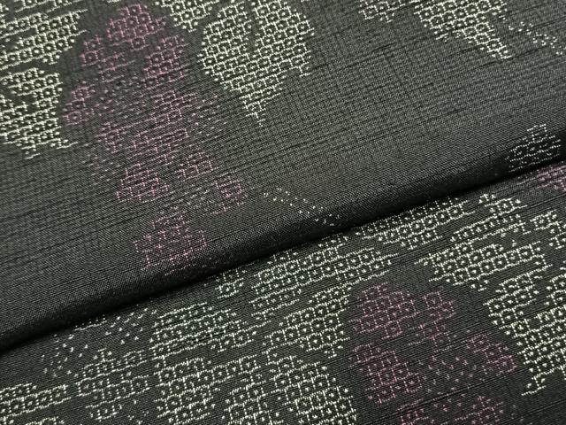 平和屋着物●結城紬 100亀甲 葡萄蔦の葉文 正絹 逸品 AABK1148fy