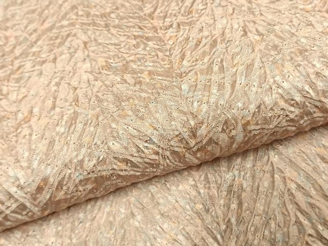 平和屋着物●名門 藤娘きぬたや・総絞り(杢目絞り) 小紋 霞文 正絹 逸品 未使用 AABK1159fy