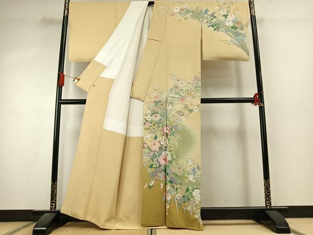 平和屋着物●訪問着 中国三大刺繍 汕頭刺繍 スワトウ刺繍 相良刺繍 総刺繍 駒刺繍 草花文 暈し染め 金糸 正絹 逸品 AABK1160fy