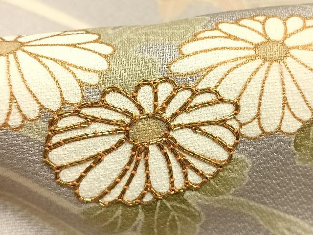 平和屋着物●訪問着 駒刺繍 草花文 金彩 正絹 逸品 AABK1161fy