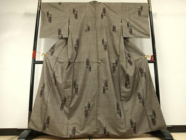 平和屋着物●本場大島紬 9マルキ 草花文 正絹 逸品 AABK1162fy