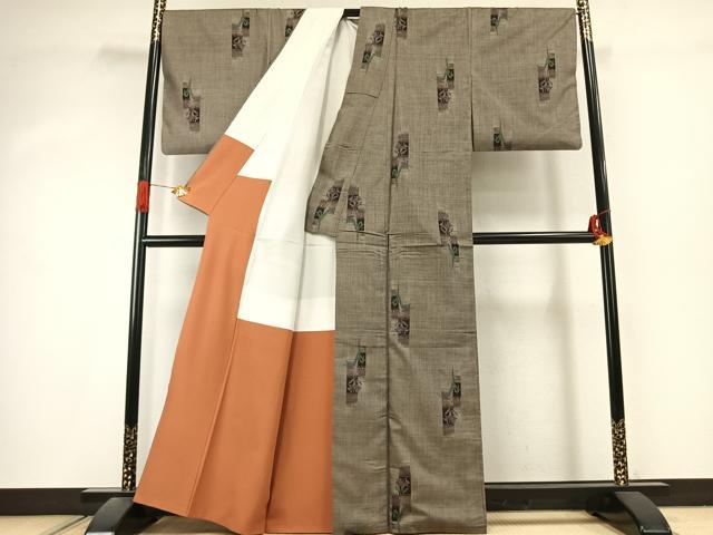 平和屋着物●本場大島紬 9マルキ 草花文 正絹 逸品 AABK1162fy