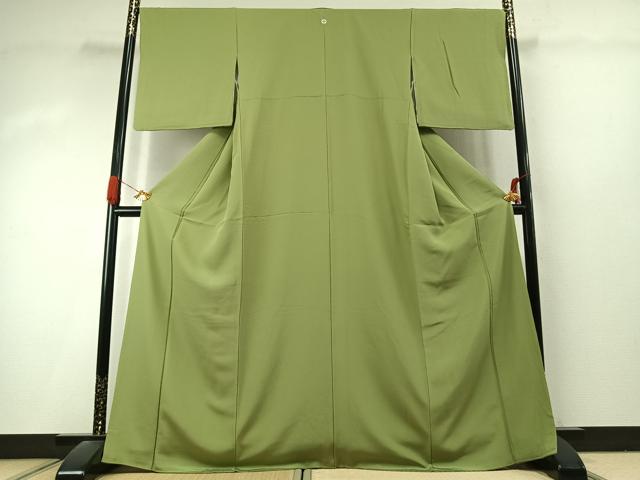 平和屋着物●上質な色無地 夢想庵 苗色 正絹 逸品 AABK1166fy