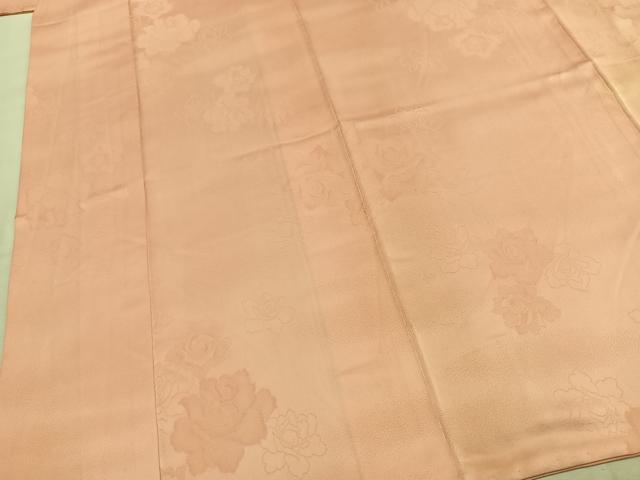 平和屋着物●上質な色無地 薔薇地紋 一斤染色 正絹 逸品 AABK1174fy