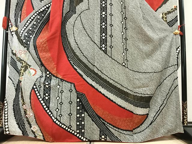平和屋着物●豪華振袖 総絞り 駒刺繍 花唐草文 金糸 金銀彩 正絹 逸品 AABK1175fy