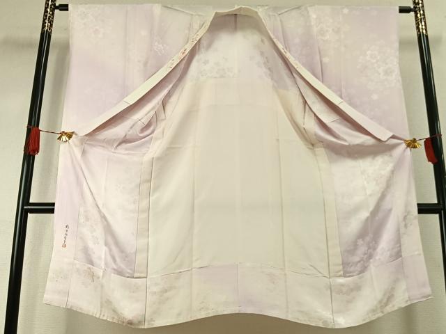 平和屋着物●振袖用長襦袢 無双仕立て 舞桜地紋 暈し染め 金彩 京都きもの友禅扱い 半衿刺繍 正絹 逸品 未使用 AABK1177fy