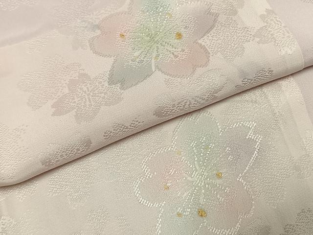 平和屋着物●振袖用長襦袢 無双仕立て 舞桜地紋 暈し染め 金彩 京都きもの友禅扱い 半衿刺繍 正絹 逸品 未使用 AABK1177fy