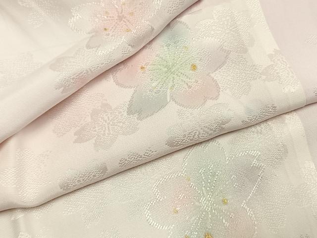 平和屋着物●振袖用長襦袢 無双仕立て 舞桜地紋 暈し染め 金彩 京都きもの友禅扱い 半衿刺繍 正絹 逸品 未使用 AABK1177fy