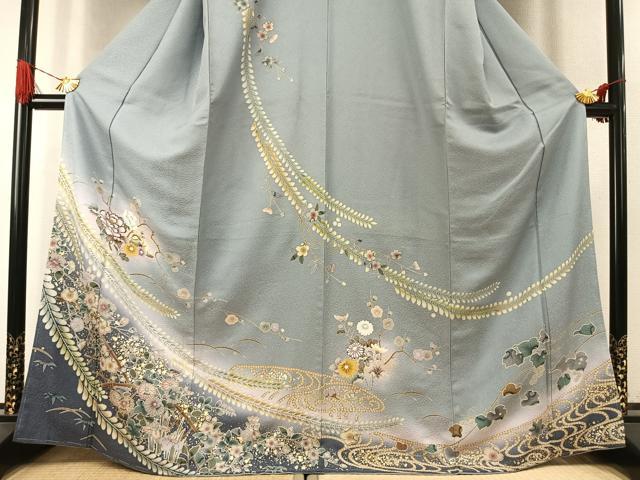 平和屋着物●訪問着 辻が花 花鳥文 暈し染め 金銀彩 正絹 逸品 未使用 AABK1179fy